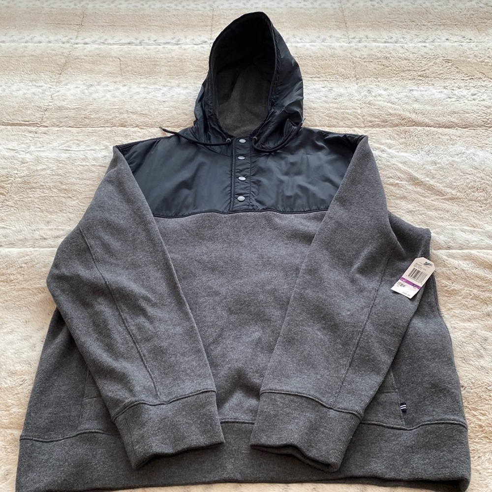 Nautica Charcoal Heather & Black Hooded Jacket, XL,